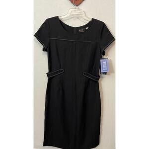 Melissa Harper MHM Womens 12 Vintage Black Pleated Midi Dress NWT! A6604